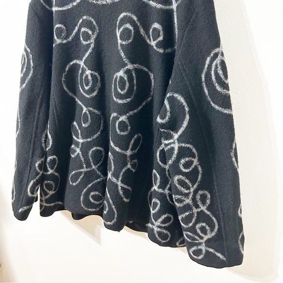 Vintage Carole Little Boiled Wool Cardigan Jacket Black- Yellow Blue White Swirl - Picture 11 of 16